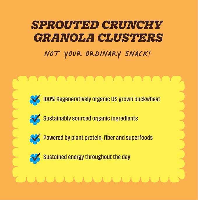 Clusterbucks Superfood Clusters – Grain-Free, Keto-Friendly Granola with Regeneratively Grown Sprouted Buckwheat– Gluten-Free, Low-Carb, Organic Healthy Snack (6 Ounce (Pack of 6), Variety #1)