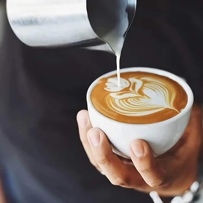 Milk Frothing Pitcher 20oz,Espresso Steaming Pitchers 600ml,Espresso Machine Accessories,Milk Frother cup 20 Oz, Coffee Cappuccino Latte Art,Stainless Steel Jug Cup with Decorating Art Pen