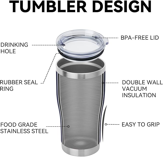 DOMICARE 20oz Tumbler with Lid Stainless Steel Tumblers Bulk, Double Wall Vacuum Insulated Coffee Travel Mug Powder Coated Tumbler, 12 Pack Navy