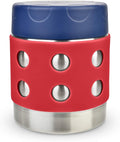LunchBots Thermal 8 oz Triple Insulated Thermos - Hot 6 Hours or Cold 12 Hours - Leak Proof Thermos Soup Jar - All Stainless Interior - Navy Lid - Red Dots