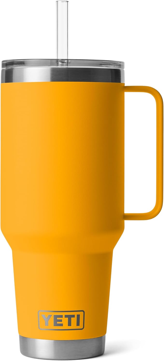 YETI Rambler 42 oz Tumbler with Handle and Straw Lid, Travel Mug Water Tumbler, Vacuum Insulated Cup with Handle, Stainless Steel, Beekeeper
