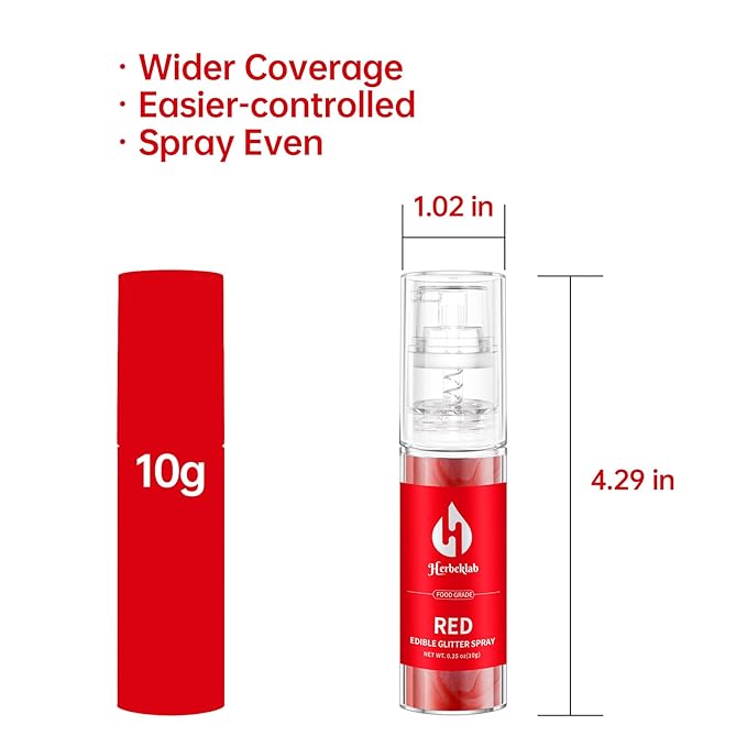 Red Edible Glitter Spray - 10g Edible Red Glitter for Cakes Food Grade Shimmer Powder Cake Sprinkles for Cookie Decorating Chocolate Strawberry