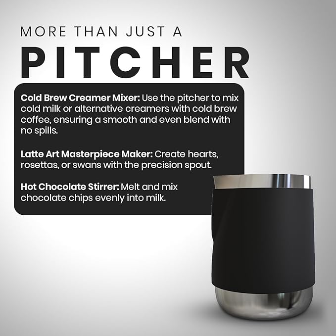Rattleware Handle Free Stainless Steel Macchiato Pitcher - Perfect For Home, Cafe, Restaurant, Hotel, Office, Or Commercial Use - Steaming And Frothing Pitcher (12 Oz)