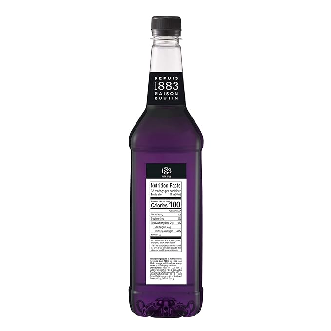 1883 Lavender Syrup for Drinks – Floral Flavoring Syrup for Coffee, Cocktails & Lemonades – 1 Liter Plastic Bottle – Made in France