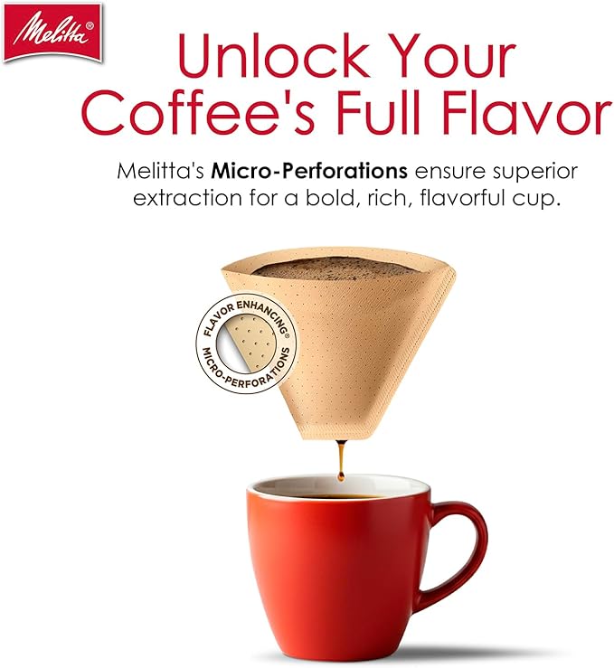 Melitta #4 Cone Coffee Filters, Natural Brown, 100 Count, Pack of 6