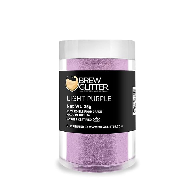 Light Purple BREW GLITTER Edible Glitter For Drinks, Cocktails, Beer, Garnish Glitter & Beverages | KOSHER & HALAL Certified | 100% Edible & Food Grade | Vegan, Gluten, Nut Free (25g, Light Purple)