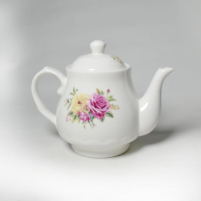 European Style Porcelain Teapot, Coffee Tea Water Pot Vintage Ceramic Kettle (14oz)