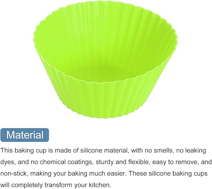 uxcell 36Pcs Silicone Cupcake Liners, Non-Stick Baking Cups, for Cooking Eggs, Baking Muffins and Make a Cake(Green)