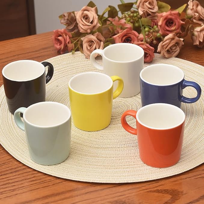 homEdge Mini Procelain Espresso Cup, 4 Ounces / 120 ml Tiny Ceramic Coffee Mugs Demitasse for Espresso, Tea- Set of 6, Navy