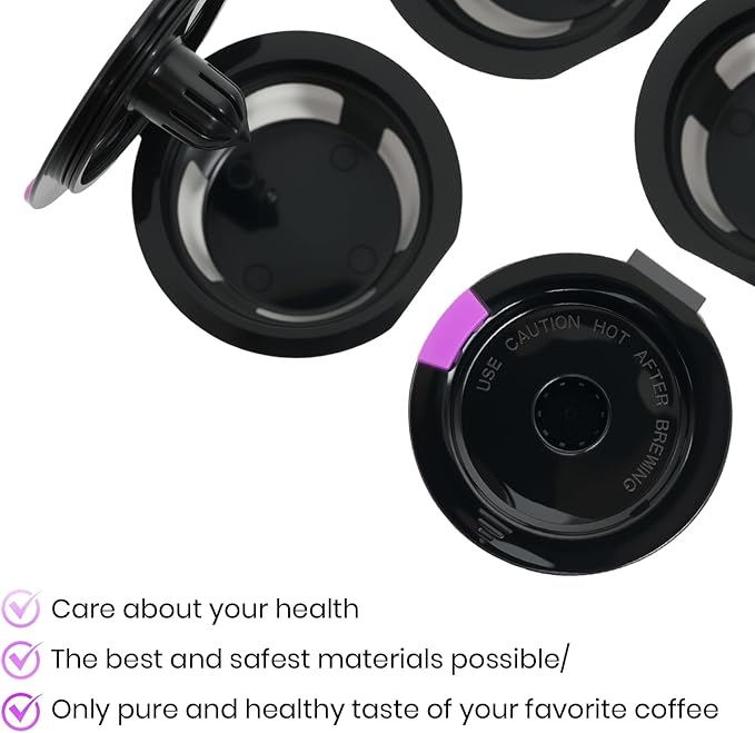 4-Pack Roogaluckeep Reusable K Cup for Keurig, Black BPA Free Refillable K-Cup Pod Coffee Filters, Universal Fit Refillable Coffee Filters for 1.0 and 2.0 Keurig Coffee Makers