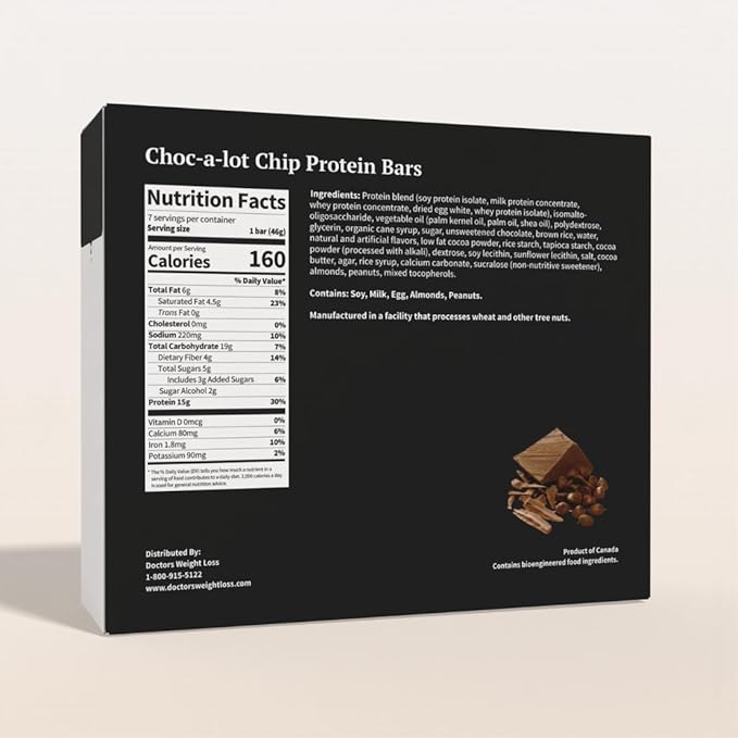 ProtiWise – Choc-A-Lot-Chip High Protein 15g Bar | 7/Box | Weight Loss, Diet, Keto Friendly, Hunger Control, Meal Replacement | Gluten Free, Low Fat, Low Sugar