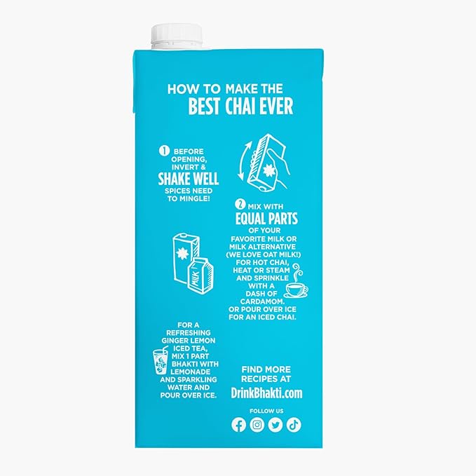 Bhakti Chai Tea Concentrate | Original, Organic Fresh Ginger, Black Tea, Sweetened, Spiced, Dairy-Free, Vegan (Pack of 3)