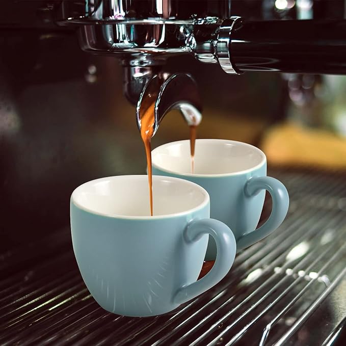homEdge Mini Procelain Espresso Cup, 3 Ounces / 90 ml Tiny Coffee Mugs Demitasse for Espresso, Tea- Set of 6, Light Blue