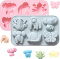 Animal Chocolate Mold Set - Food-Grade Silicone Baking Molds with Frog, Elephant, Monkey, Snail & Butterfly, Reusable for Kids Birthday Cakes, Jungle Party Treats & DIY Crafts - 2 Pack