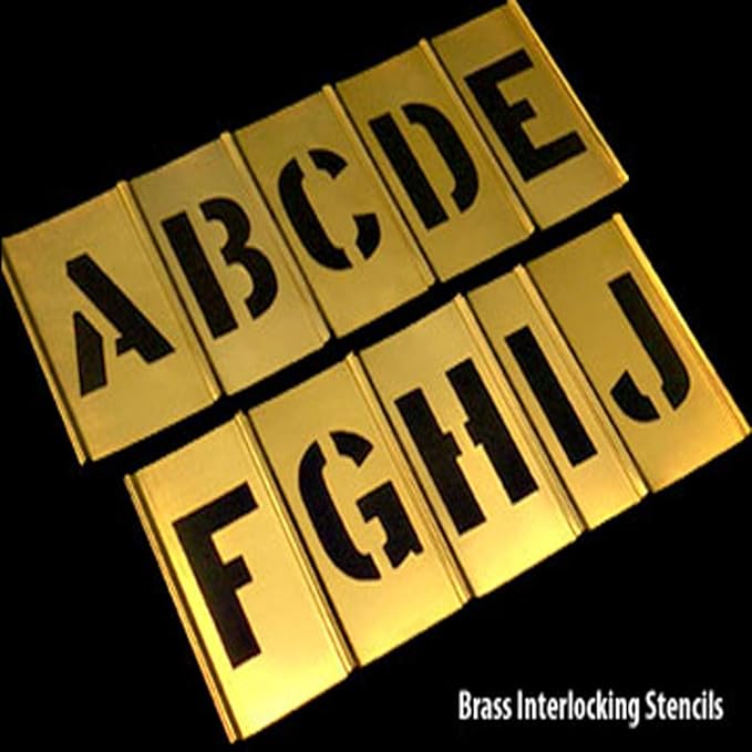 Deezio 1" Brass 46 Pieces Interlocking Stencil Set of Numbers and Letters Kit