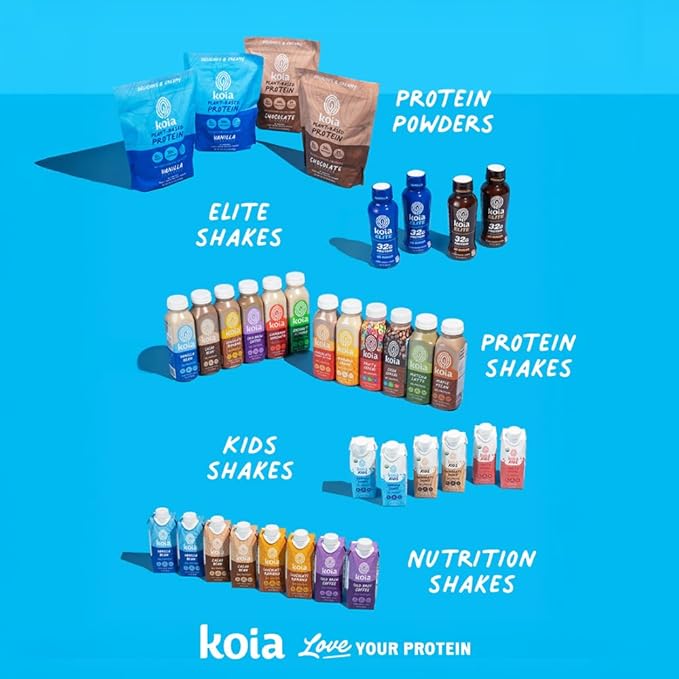 Koia Plant Based Protein Shake, Vanilla Bean, 20g Protein, 3g Sugar, 6g Prebiotic Fiber, 21 Vitamins & Minerals, Meal Replacement Drinks, Dairy-Free, Gluten-Free, Non-GMO, 11 Fl Oz (Pack of 12)