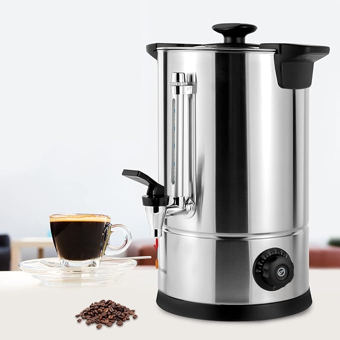 8L/2.11gal Commercial Coffee Urn, Gallon Double Wall Commerical Coffee Maker, 50 Cup Commercial Grade Stainless Steel Percolate Coffee Maker for Events, Offices and Catering