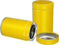 uxcell 2Pcs Round Tea Canisters, 5" x 3" Airtight Metal Tea Containers for Loose Tea, Coffee Beans, Spices - Durable, Compact, and Stylish Storage Tea Tin (Yellow)