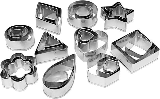 Stainless Steel Cookie Cutter Set - 30Pcs Multi Shapes Kit with Small Circle, Triangle, Mini & Small Star Cutters for Baking, Holiday Cookies, Kids Kitchen Tools (Boys & Girls)