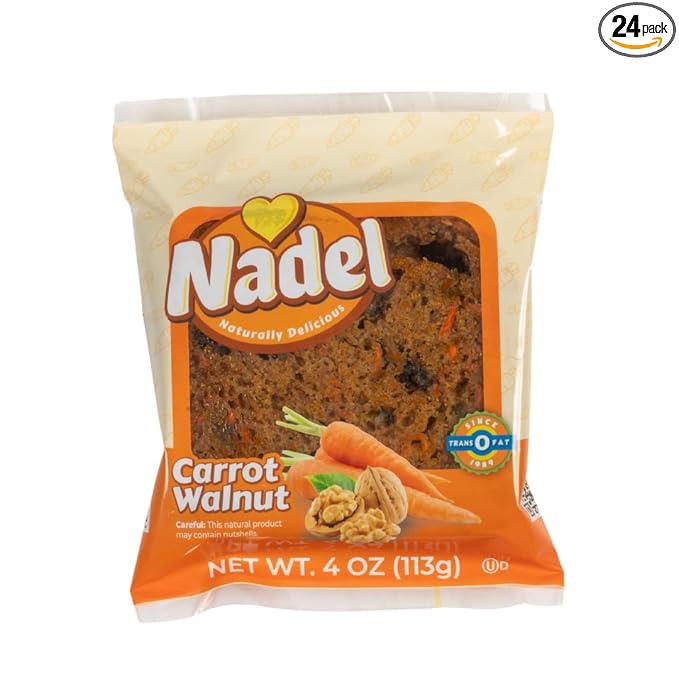 Nadel - NATURALLY DELICIOUS CARROT CAKE Slices, 24 Pack, Sweet Breads & Cakes Back to School lunch snack, breakfast bar