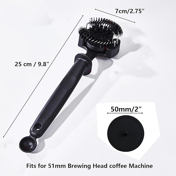 Espresso Coffee Machine Cleaning Brush Kit with Portafilter Cleaning Disc (Brush and Disc for 51mm Coffee Machine)