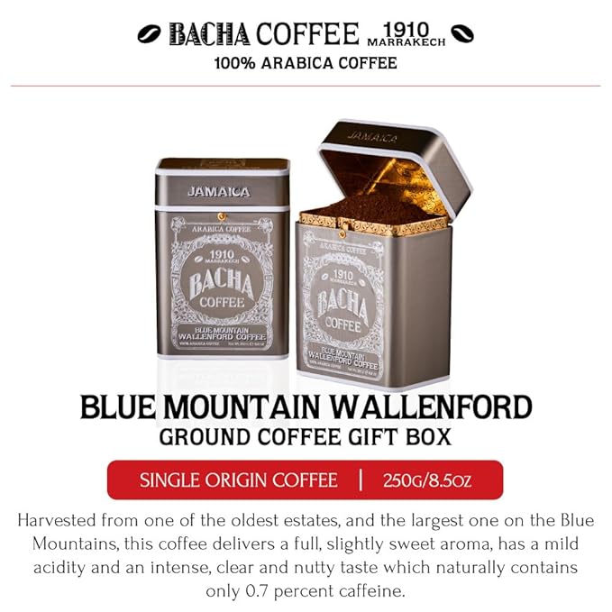 Bacha Coffee | Blue Mountain Wallenford Single Origin Signature Nomad Collection, Medium Roast, 100% Arabica Specialty Coffee, Ground Beans, 250g