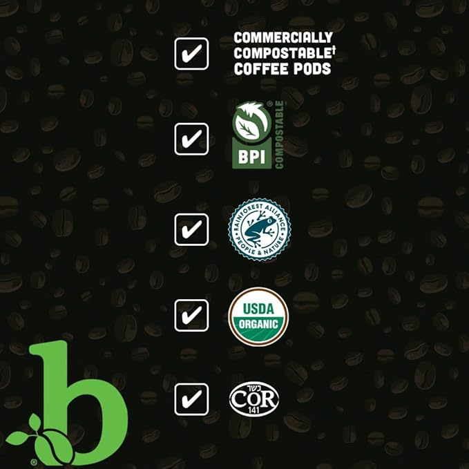 beaniac Organic Bean Me Up Coffeehouse Blend, Medium Roast, Single Serve Compostable K Cup Coffee Pods, Organic Arabica Coffee, Keurig Brewer Compatible, 72 Count