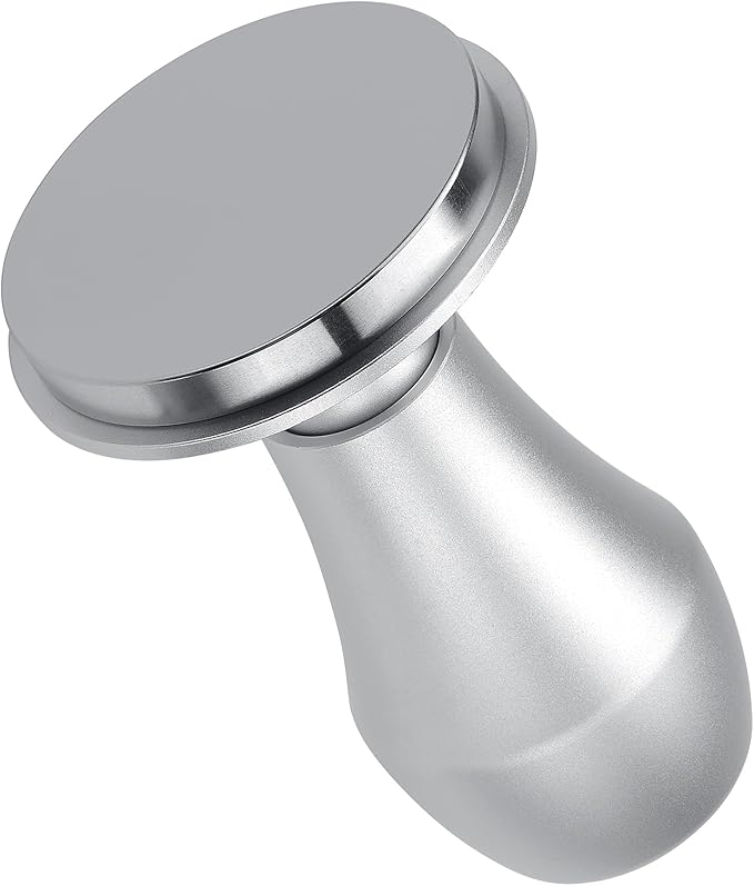 Normcore 58.5mm Coffee Tamper V4.1 with Click Sound Feedback, Espresso Barista Hand Tamper, Spring Loaded Tamper With Flat Base, Anodized Aluminum Handle, Compatible with 58mm Espresso Machine, Silver