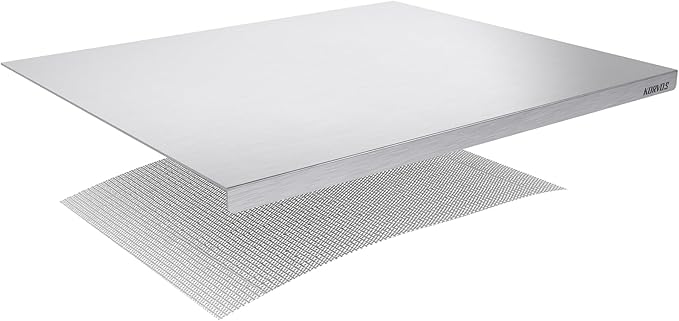KORVOS Stainless Steel Cutting Board, 15.7" x 11.8" Double-Sided Metal Cutting Board for Kitchen, Chopping Board with Lip&Non-Slip Mat, Easy to Clean, Suitable for Meat, Fruits&Baking