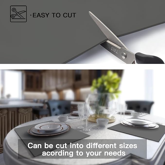 2MM Thick Silicone Countertop Mat, 23.6"x 23.6" Silicone Mats for Kitchen Counter, Nonslip Heat Resistant Mat, Large Kitchen Counter Mats, Waterproof Countertop Protector, Black