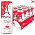 ASPIRE® Sweet Cherry, Healthy Energy Drink 80mg Natural Caffeine, Zero Sugar No Carbs Keto Friendly, 12 Pack Green Tea Sugar Free Drink Low Caffeine Zero Calorie