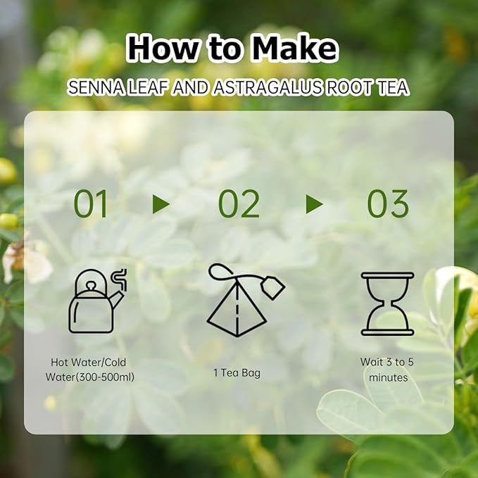 HANFANGLING Senna Leaf And Astragalus Root Tea Bag - Natural Detoxification and Beauty Herbal Tea, Support Digestion and Health, Improve Immunity and Beauty 20 Tea bags 2.12oz