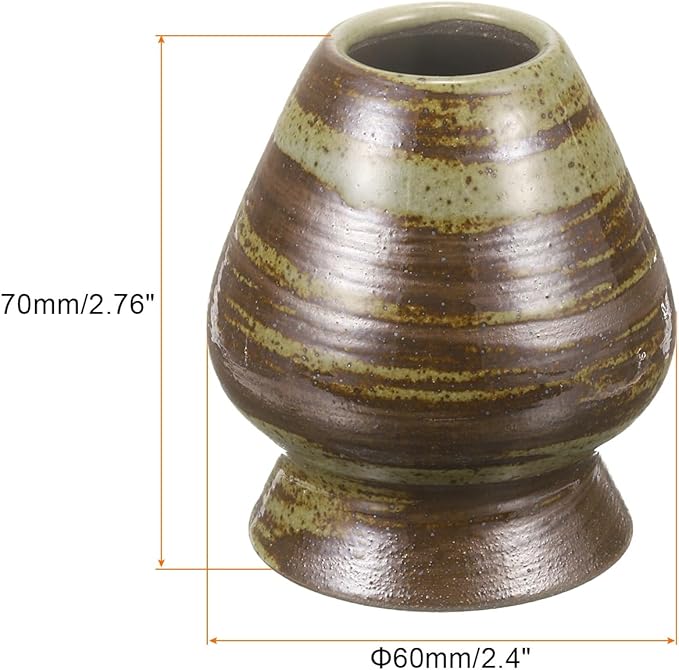HARFINGTON Ceramic Chasen Stand 70mm Matcha Whisk Holder Teas Set Whisks Stand Traditional Matcha Tea Chasen Holder Tea Set Accessories for Tea Tasting, Brown
