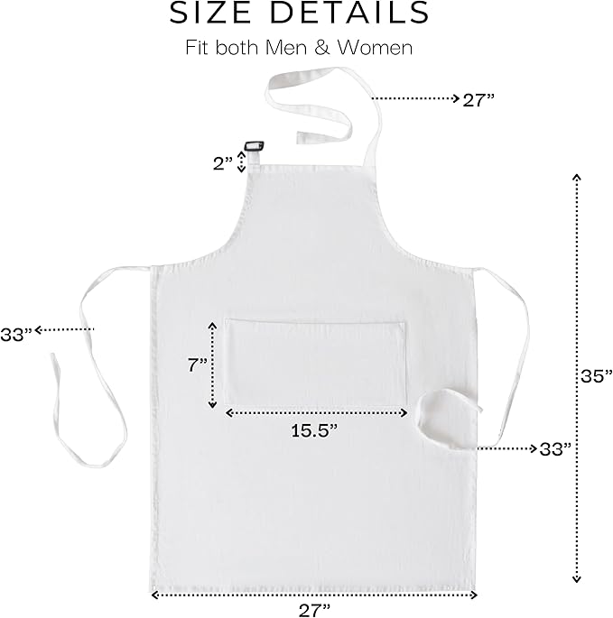 RAJRANG 100% Cotton Cooking Apron with 3 Pockets Kitchen Chef BBQ Adjustable Bib Aprons for Women Men