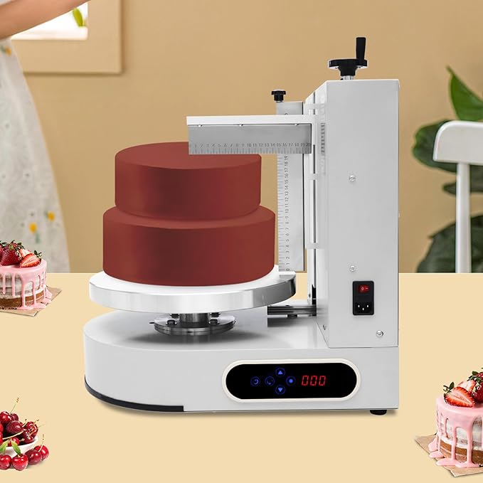 Cake Decorating Coating Machine Cream Spreading Automatic Frosting Turntable with Graduated Scraper for 4-12inch Cakes, 30-200RPM Rotating Speed