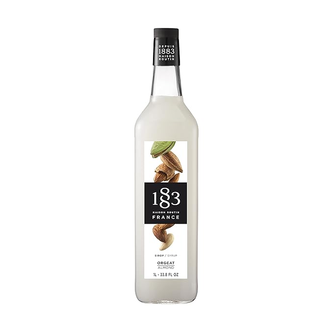 1883 Almond Syrup for Drinks – Made in France, Premium Beverage Mixer, 1 Liter Plastic Bottle