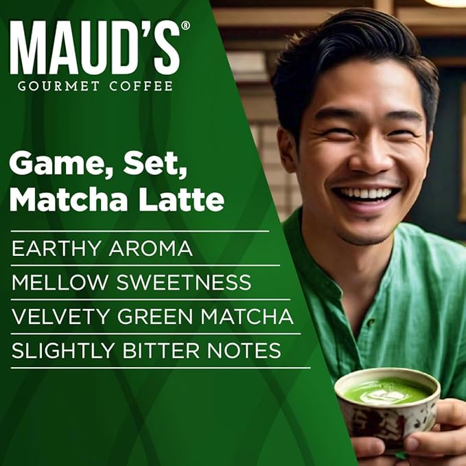 Maud's Matcha Latte Instant Packets, 16 ct, Instant Hot or Iced Matcha Latte - Just add water