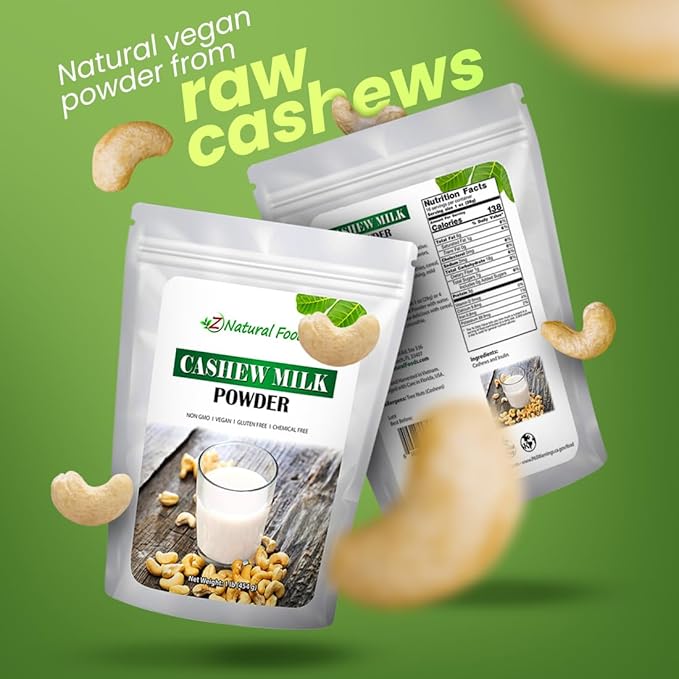Z Natural Foods Unsweetened Cashew Milk Powder - Plant/Nut Milk For Healthy Heart, Bones, Skin - Substitute for Cashew Butter - Gluten-Free, Kosher, Non-GMO, Vegan, Dairy-Free, 1 lb