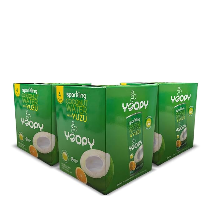 Yoopy Sparkling Coconut Water with Yuzu – 12 Pack (8.45 fl oz Cans) | Refreshing Tropical Sparkling Drink, Low Calorie, Hydrating & Naturally Flavored