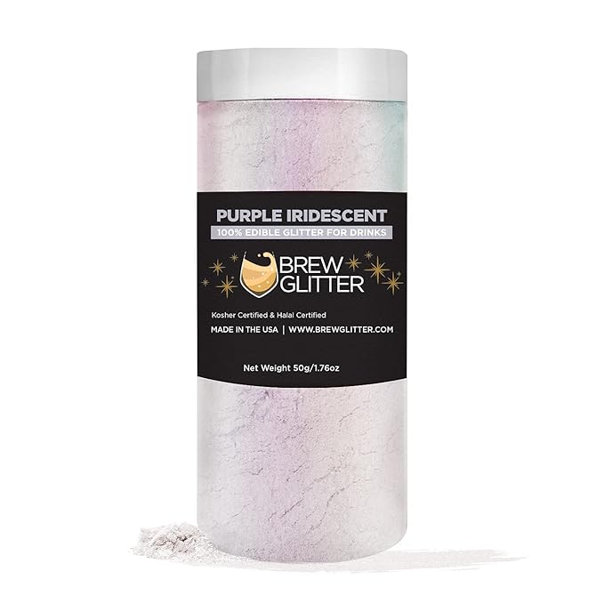 Brew Glitter - Purple Iridescent (50g 1x Jar) | Edible Glitter for Cocktails, Mocktails and Beverages