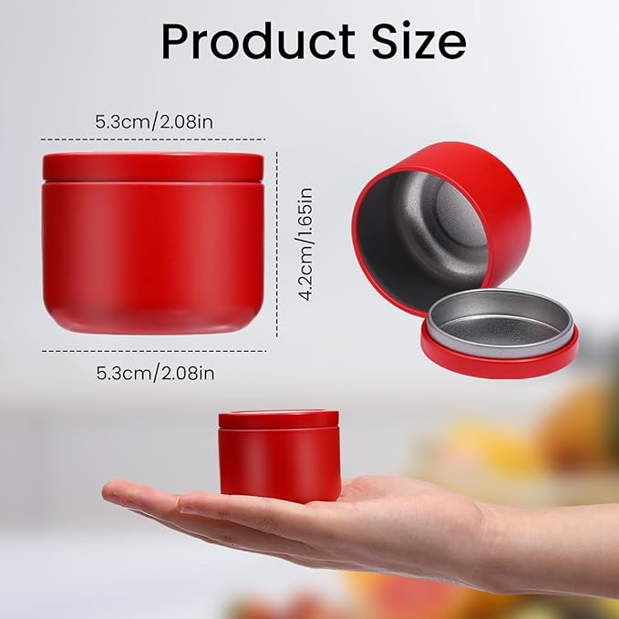 YASUOA 6 Pack Tea Jars Iron Jar Can for Loose Leaf Tinplate Storage Containers with Lids Mini Portable Box Candle Making Sealed Tins for Coffee Bean Sugar Candy Chocolate Spices Red