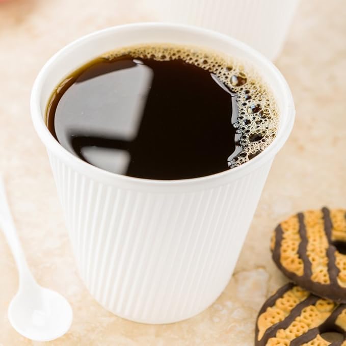 Restaurantware 8 Ounce Double Wall Disposable Coffee Cups, 500 Insulated White Paper Tumblers with Ripple Wall Design, Lids Sold Separately for Hot Drinks like Tea, Hot Chocolate, and More