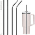 for Stanley Quencher 40oz Tumbler Metal Stainless Steel Straws,2 Straight + 2 Curved Reusable Straws with Cleaning Brush, Compatible for 40oz Stanley Cup Tumbler