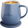 Temperature Control Smart Mug with Wireless Heating Pad - 12oz Ceramic Coffee Mug Warmer | Maintains 135°F Self Heating Cup | IntelliHeat Technology | USB-C Powered - Blue