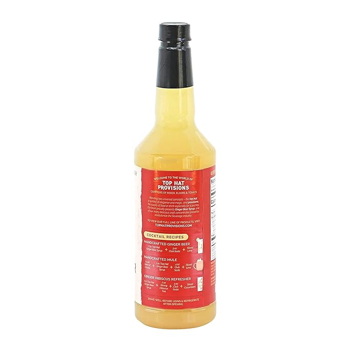 Top Hat Original Ginger Beer Syrup - Spicy Ginger Syrup for Soda Makers - Makes 32 Craft Sodas, Cocktails, Mules or Mocktails - Compatible with SodaStream - 32oz bottle