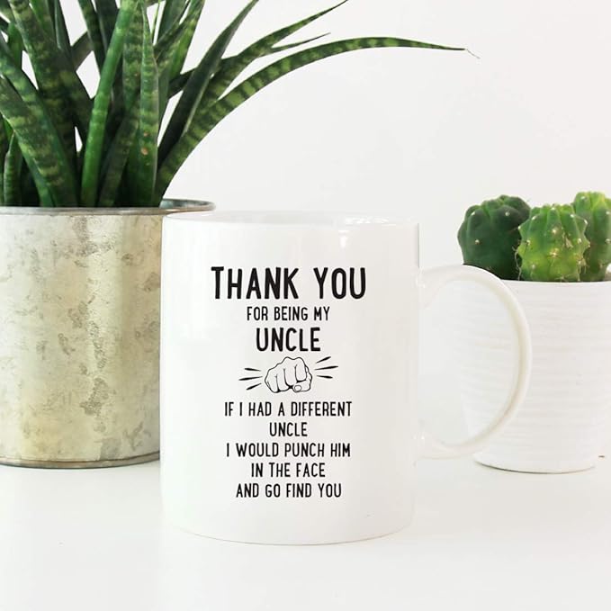 Andaz Press Funny Family 11oz. Coffee Mug Gift, Thank You for Being My Uncle, Punch in Face, 1-Pack, Christmas Birthday Drinking Cup Present Ideas