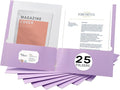 Zzrywuty File Folders with Pockets Letter Size, 25-Pack Paper Folders with Card Slot, Two Pocket Folders for School Students, Businessmen, Home and Office Workers（Purple）