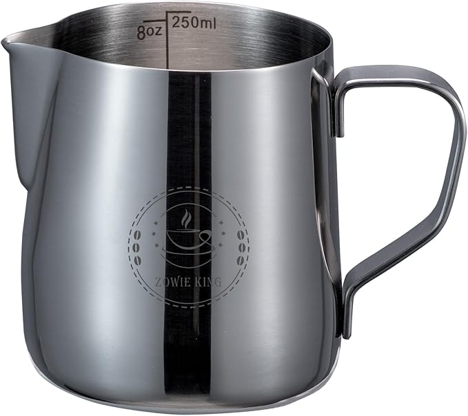 250ml Stainless Steel Milk Frothing Pitcher – Espresso Steaming Pitchers 8 Oz, Precision Pouring for Perfect Latte Art, Frother cup, Coffee Cappuccino Jug