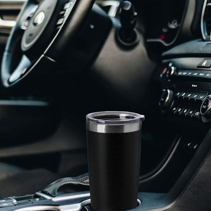 HASLE OUTFITTERS 20oz Tumblers Stainless Steel Mugs with Lid Double Wall Vacuum Insulated Coffee Cups for Cold & Hot Drinks (20oz-Black, 12 Pack)