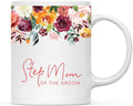 Andaz Press 11oz. Wedding Ceramic Coffee Tea Mug Gift, Fall Autumn Burgundy Orange Peach Flowers Roses Florals, Step Mom of the Groom, 1-Pack, Includes Gift Box